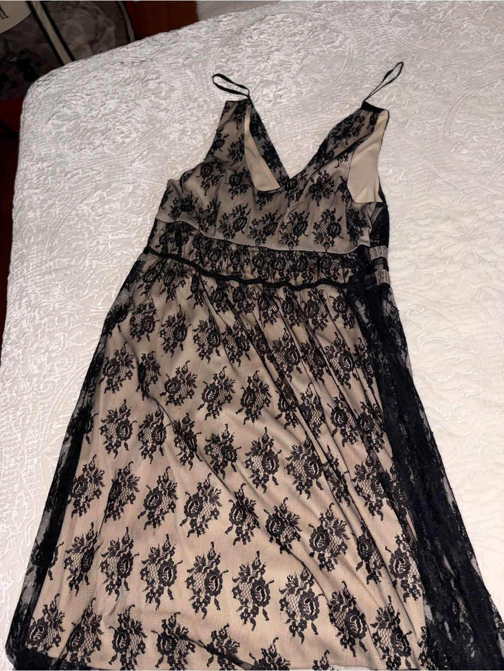 Rabbit Rabbit Rabbit Black Lace Overlay Nude Slip Dress